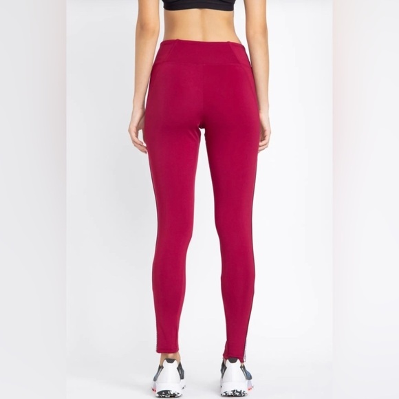 Adidas Climalite Red Leggings with Side Stripes Size Large - Picture 3 of 12